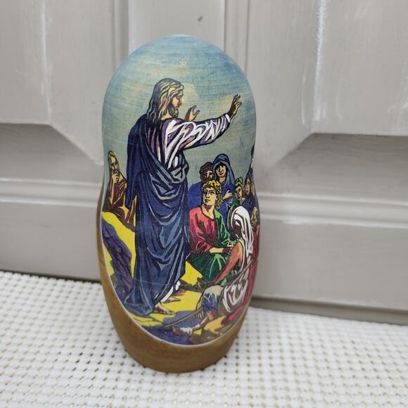 Matryoshka Nesting Dolls 5 Set Life of Jesus Christ Nativity Russian 7" SIGNED - Picture 4 of 13